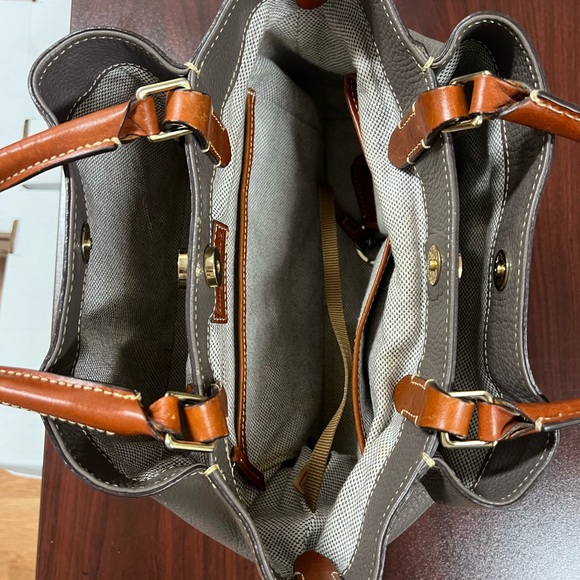 Dooney & Bourke Gray and Tan Leather Tote - Picture 4 of 5